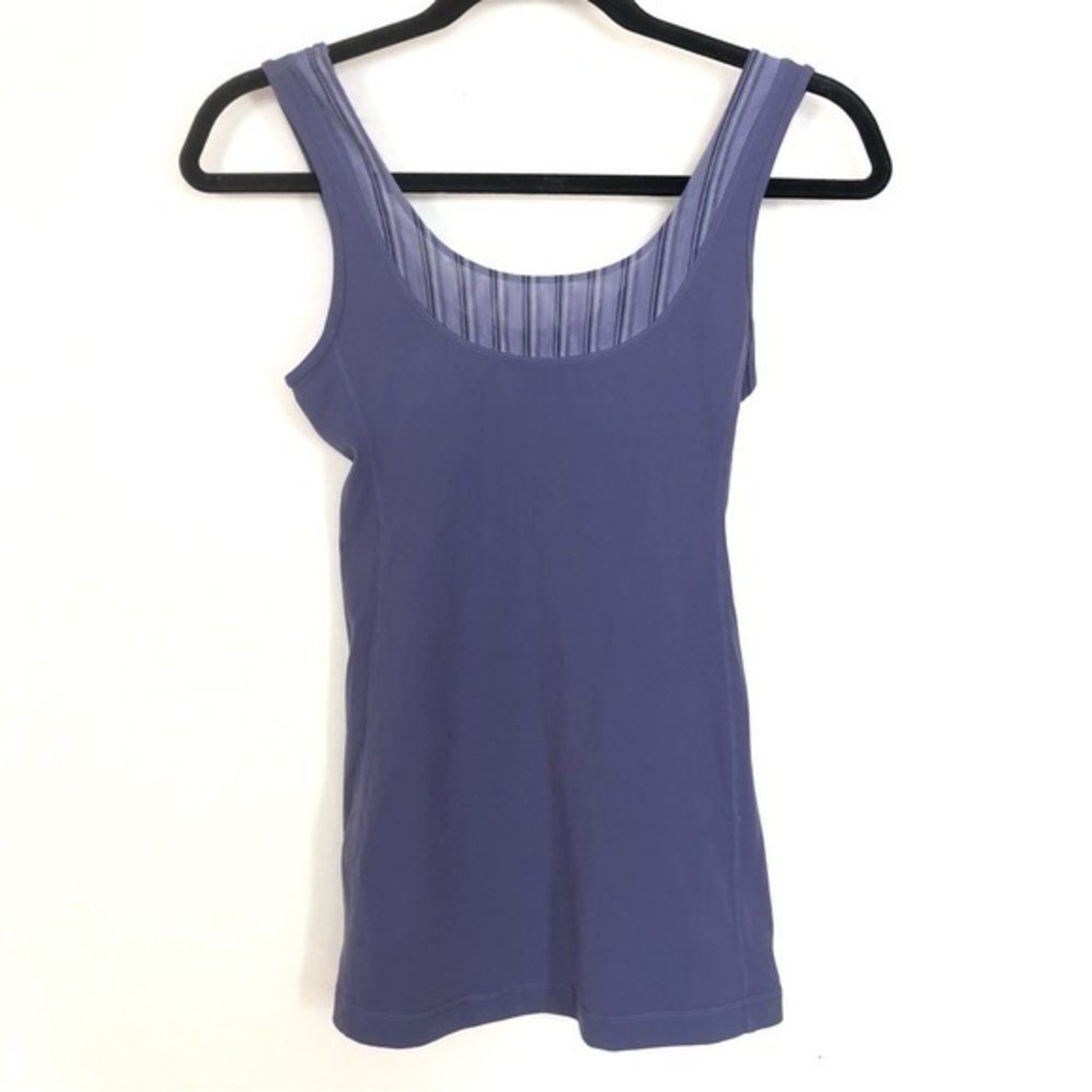 Lululemon Blue Stripe Sheer Panel Tank 6